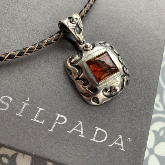 SILPADA Sterling Silver Amber pendant necklace - Picture 10 of 13